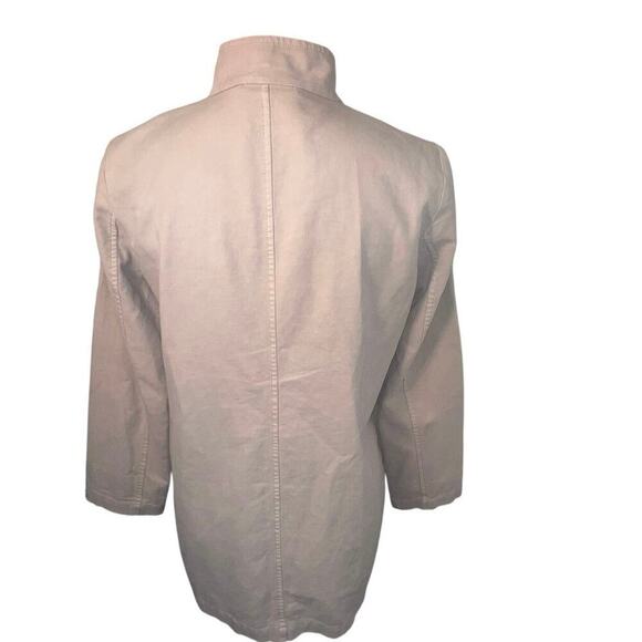 Eileen Fisher Khaki Organic Cotton Hemp Stretch Stand Cottagecore Jacket Sz XSP - Picture 3 of 10